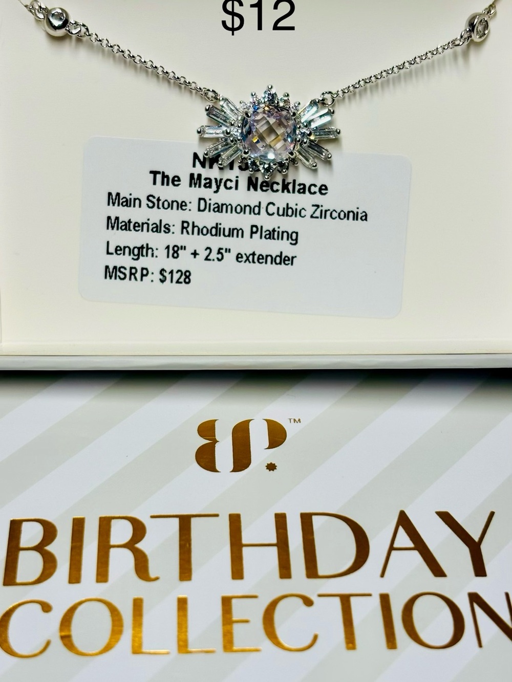 Mayci Necklace in Clear (Rhodium Plated)